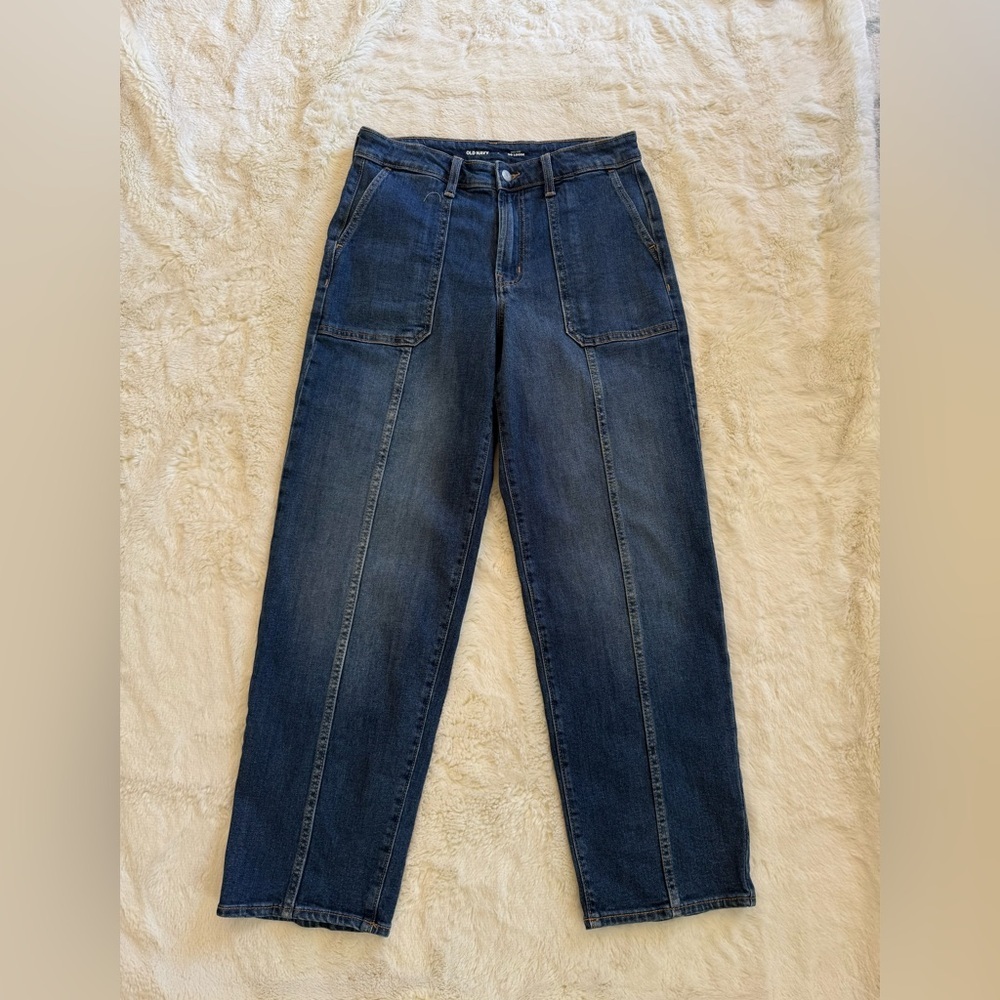 OLD NAVY JEANS HIGH RISE OG LOOSE MEDIUM WASH DENIM SIZE 8 - Picture 2 of 9